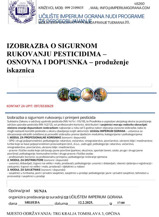 SUNJA izobrazba pesticidi